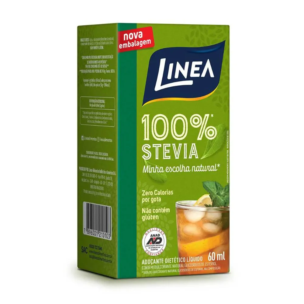 Linea Adoçante Líquido Stevia 100% 60ml Linea Adoçante Líquido Stevia 100% 60ml - Imagem 1